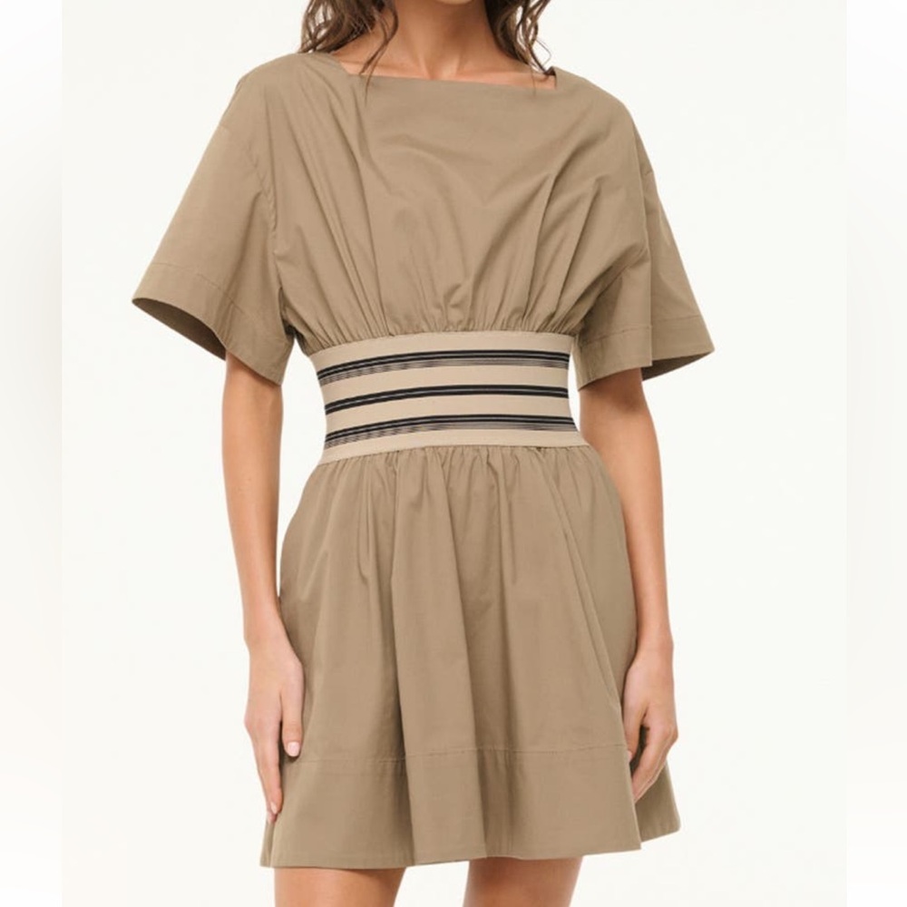 Staud Amy Contrast Detail Mini Dress